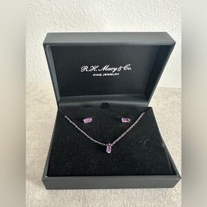 Amethyst Baguette Jewelry Set in Sterling Silver
